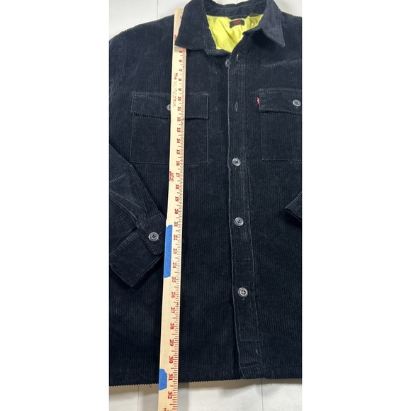Levi's Skate Black Corduroy Quilted Lined Mens Large Jacket Button Shirt Shacket - Picture 4 of 9